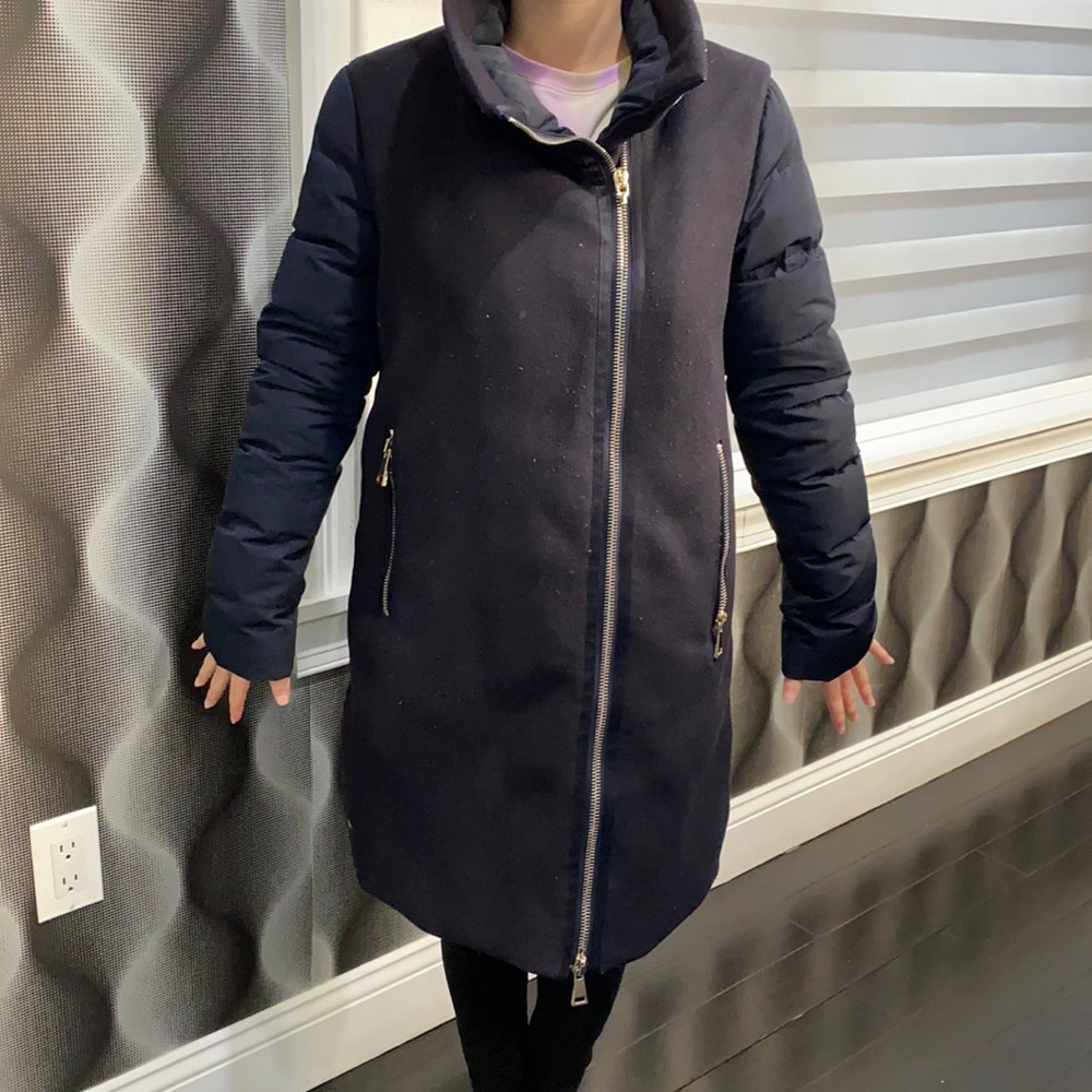 MONCLER navy blue wool and puffer jacket size 1